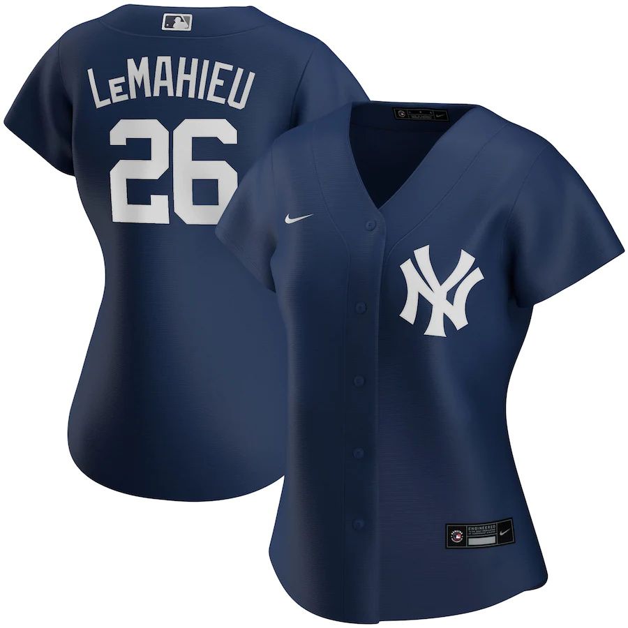 Womens New York Yankees #26 DJ LeMahieu Nike Navy Alternate Replica Player MLB Jerseys->women mlb jersey->Women Jersey